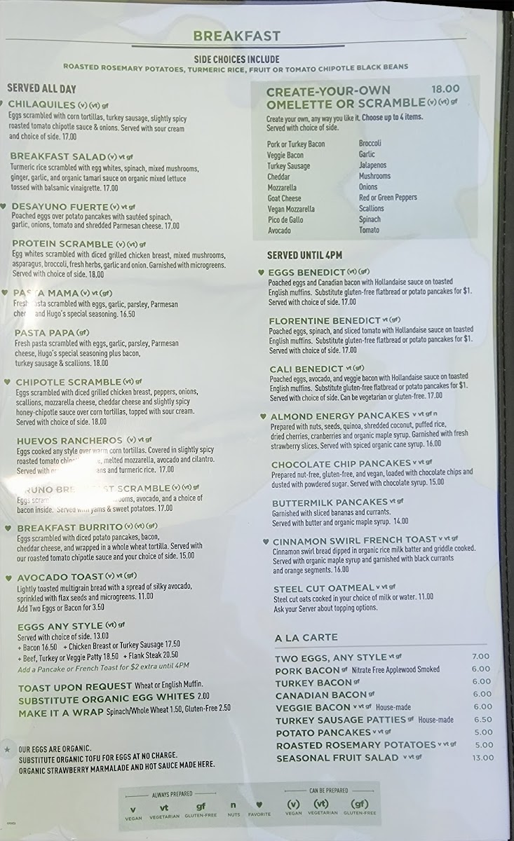 Hugo's West Hollywood Menu - Image 1
