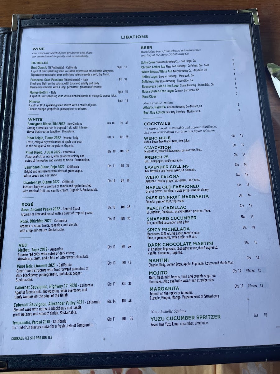 Hugo's West Hollywood Menu - Image 5